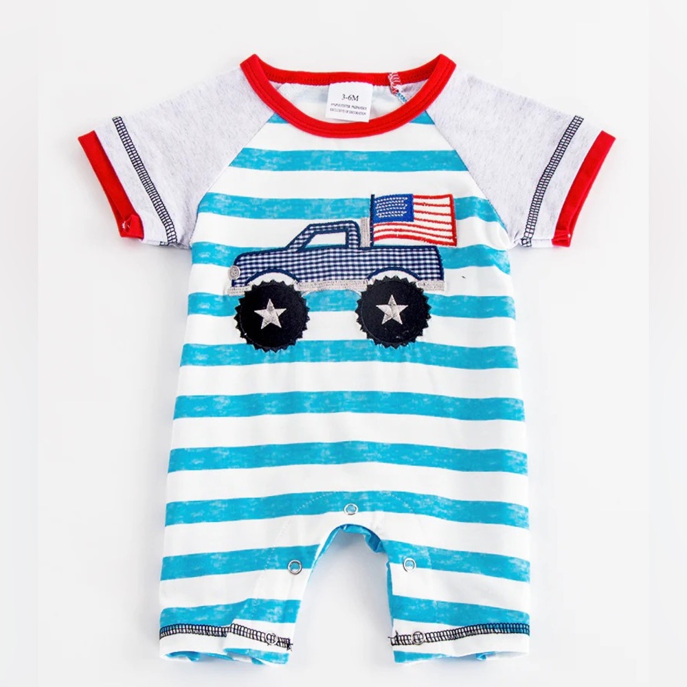 Patriotic Truck Infant Romper